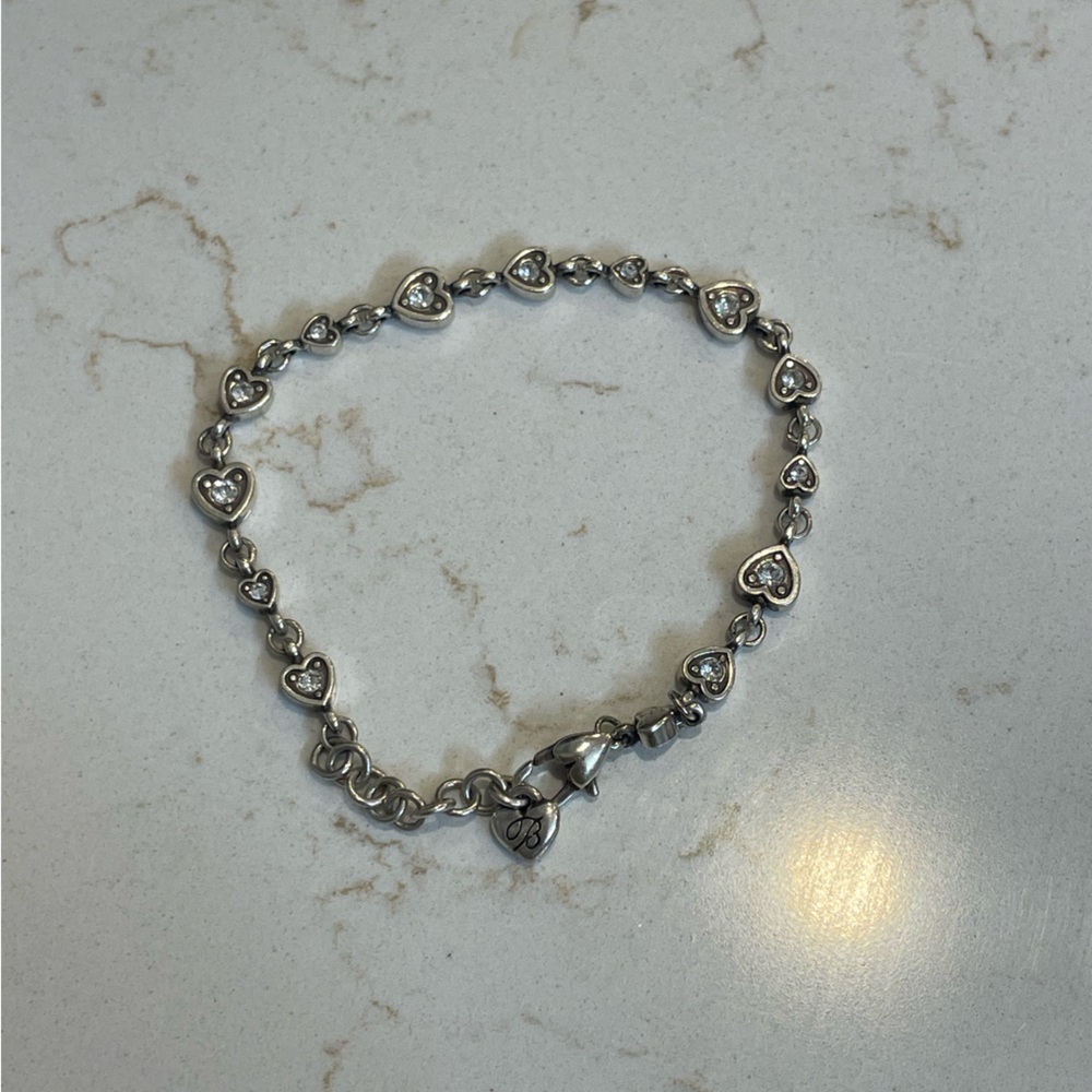 Brighton Silver Heart Charm Bracelet 8”